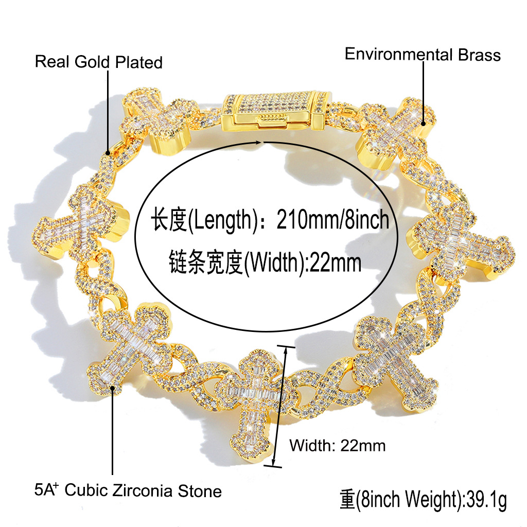 bracelet silver bracelet Cuban Link Bracelet luxury bangles luxury jewelry designer bracelet homme bracelet men mens bracelet bangle The cross element