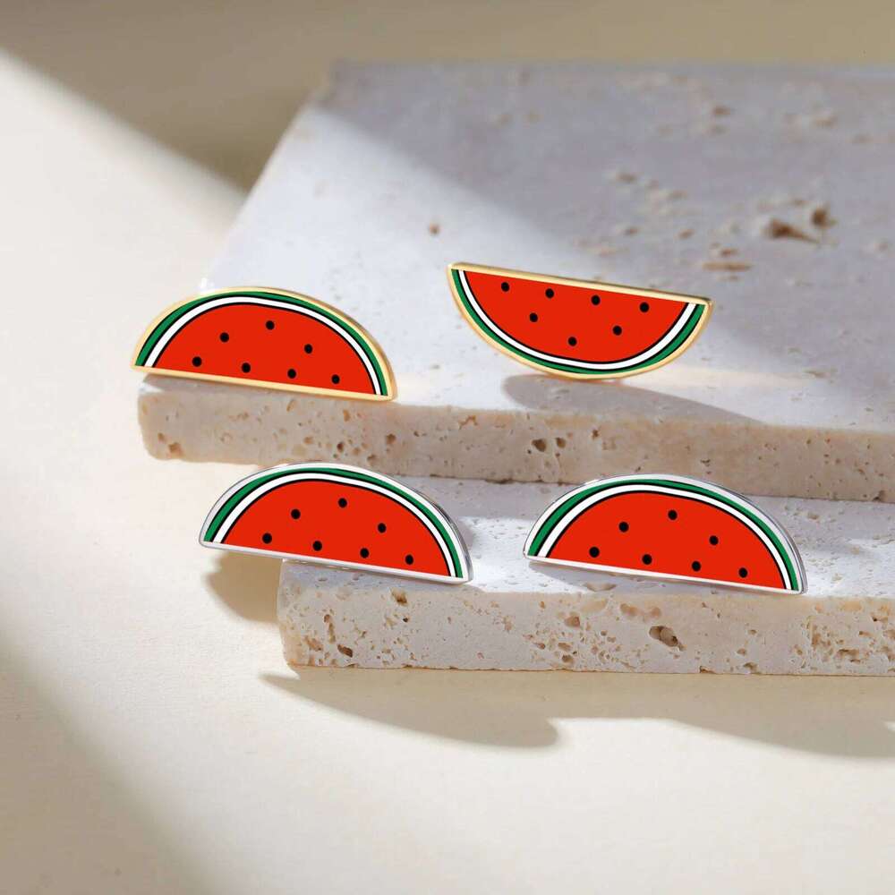 Skyrim Watermelon Stud Earrings For Women Girls Stainless Steel Gold Color Waterproof Fashion Jewelry Gift 25H1226