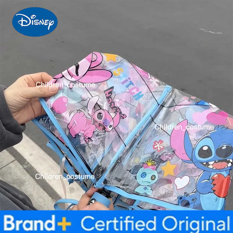 Disney Kawaii Stitch Folding Umbrella Anime Figure Cartoon Waterproof Umbrella Fashion Portable Transparent Umbrella Gift for Boy Girl H251226