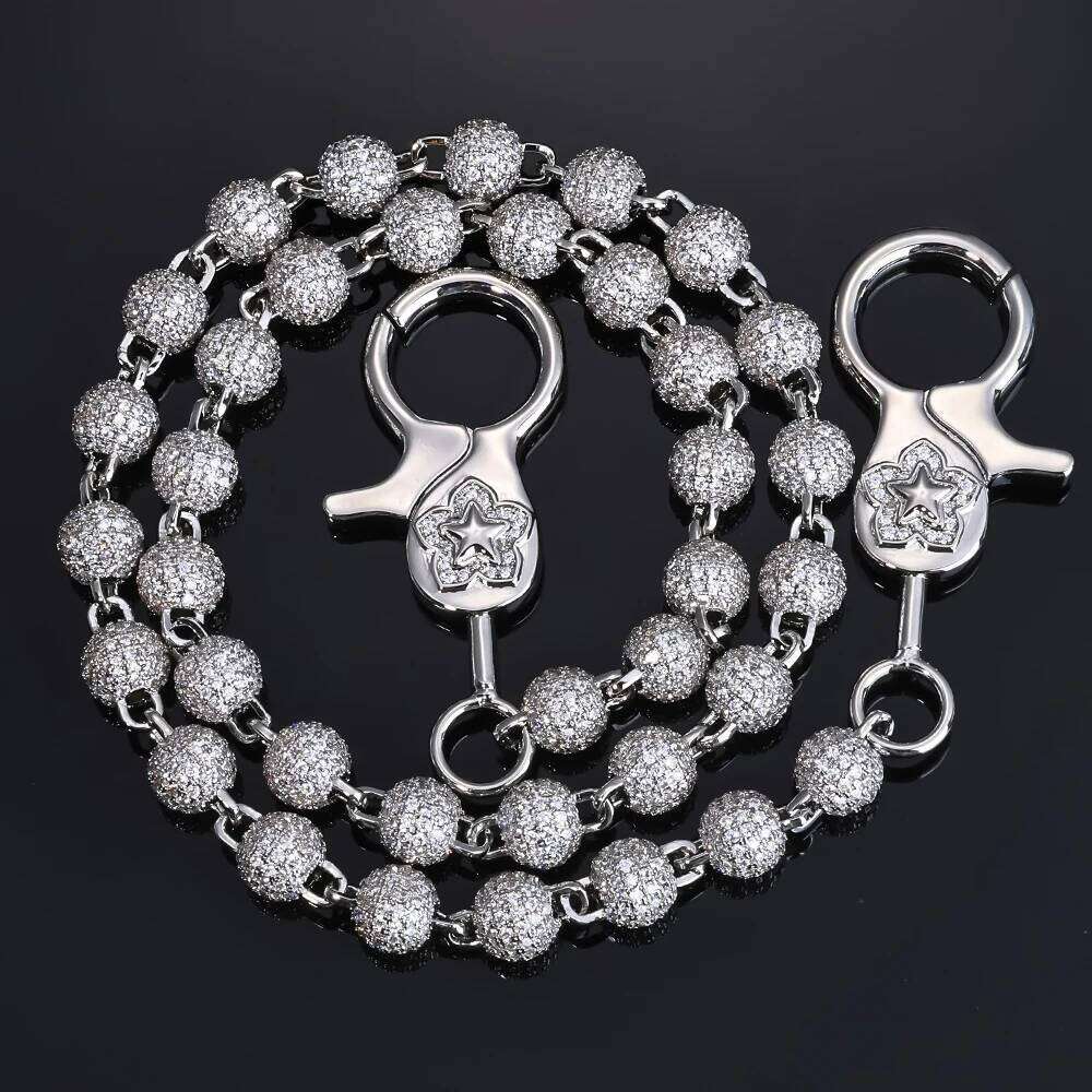 jewelry Rose Gold Plated Iced Out Pants Chain Women's Micro Pave CZ Round Bead Keychain Jewelry Hip Hop Fashion Gift