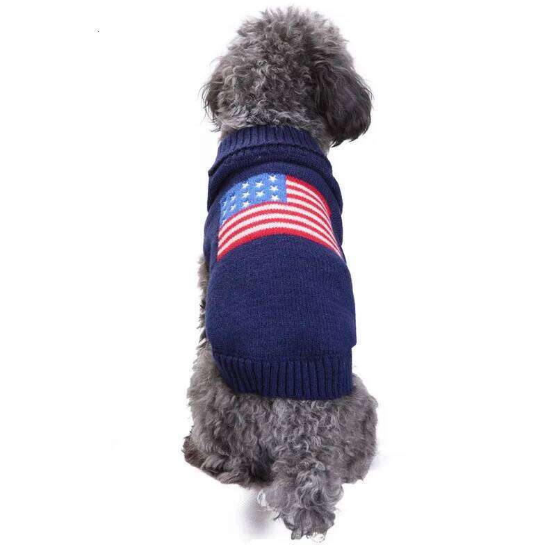 Embroidered American Flag Knitting Sweater for Small and Medium Dog, Pet Supplies, Dog Accessories, 1Pc 25T1226