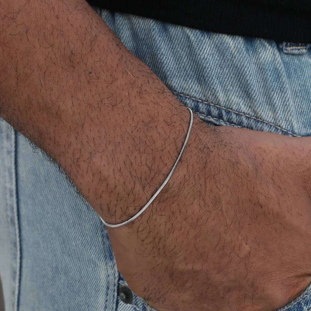 Simple MEN Stainless Steel Square Snake Bone Chain Hip-Hop Jewelry Trendy Party Accessories Bracelet For Women 25T1226