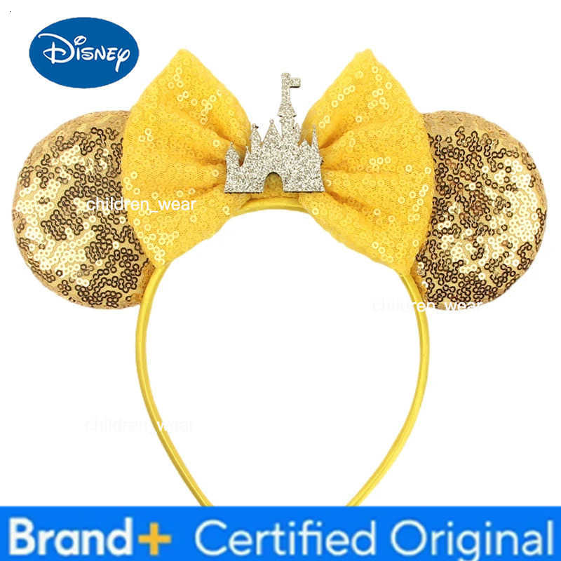 Disney New Cinderella Ears Headband Glitter Rhinestones Princess Minnie Mouse Bow Hairband Party Girls Cosplay Hair Accessories H251226