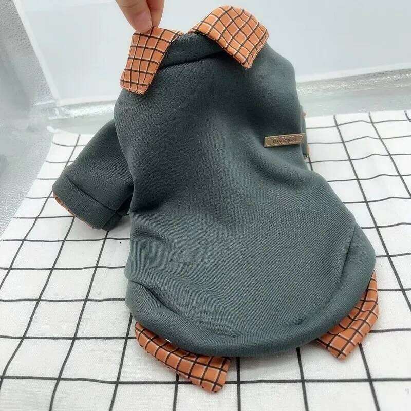 Clothes Warm Winter Collar Patchwork Jacket for Small Dog Coat Bear Hoodie Pet Plaid Shirt Puppy Clothing 25T1226