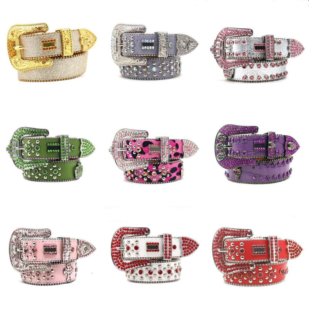 Bling studded crystal fashion diamond bb simon belt Casual woman Leather designer for man lady belts Mens Width 3.8cm rock Luxurys rhinestone buckle punk Belts