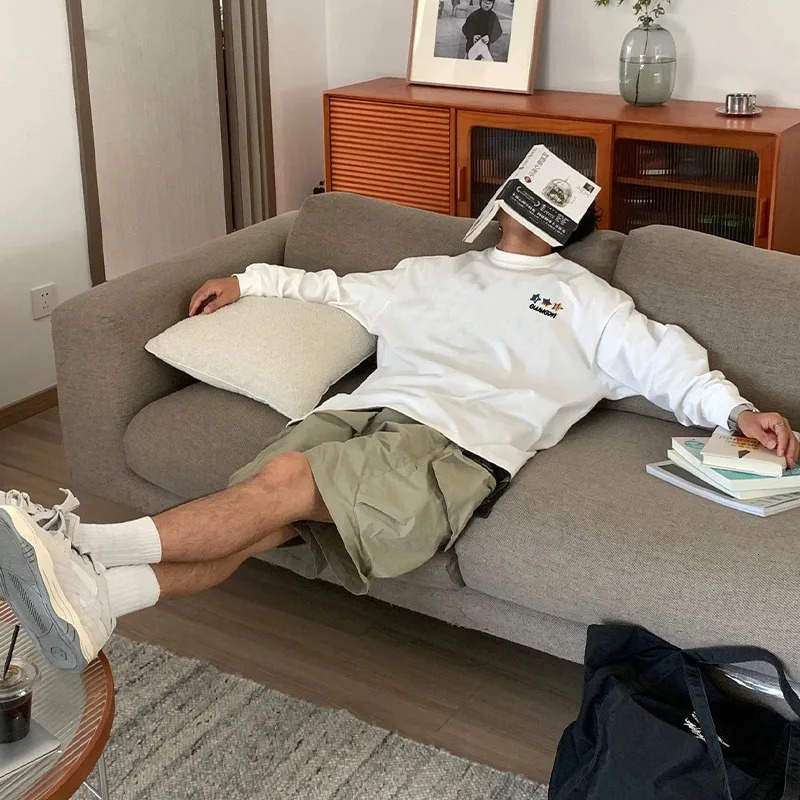 American Red Star Letter Print T-shirt Mens Autumn 100 Cotton Round neck Long sleeved Tee Loose Y2k Top men clothing 251222