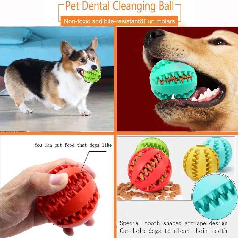 Dog Interactive Rubber Puppy Chewing Toys Pet Tooth Cleaning Ball Cats Pets Food Treat Feeder Silicone Balls Toy 25N1226