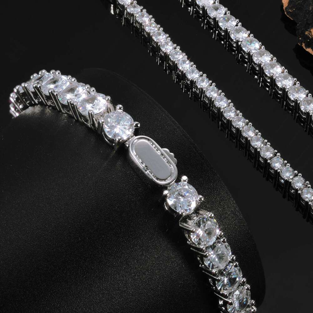 jewelry New Style Iced Out Bling Diamond Bracelet 3/4/5MM Cubic Zirconia Tennis Chain Spring Buckle Hip Hop Jewelry