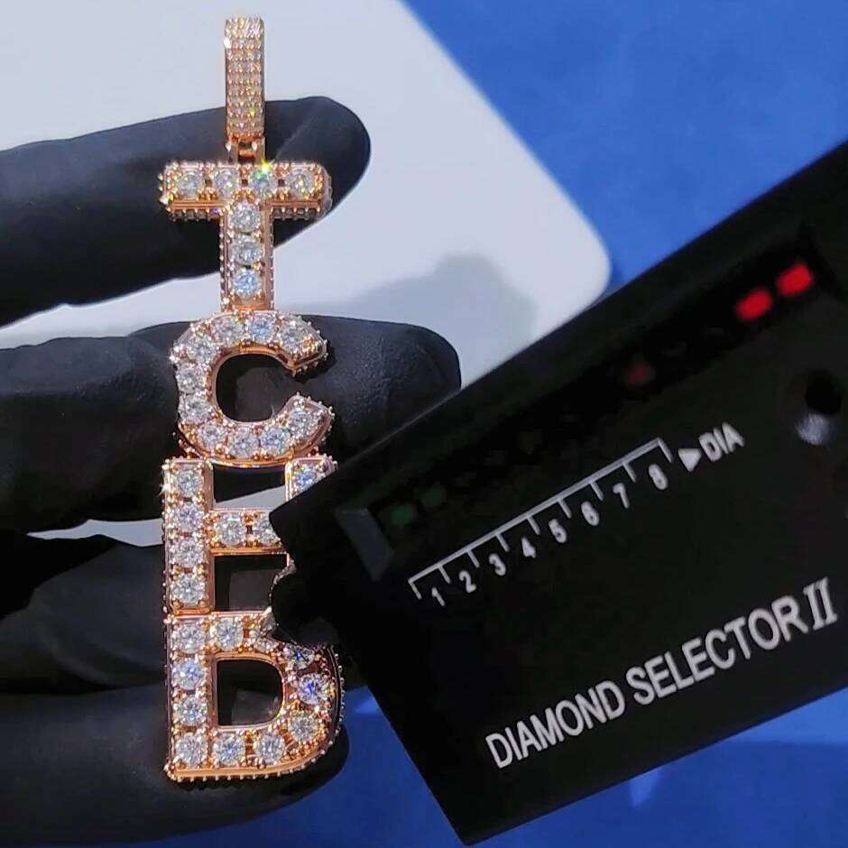Special Design Brass VVS Charm Pass Diamond Tester Hip Hop Jewelry Iced Out Moissanite Initial Letters Pendant