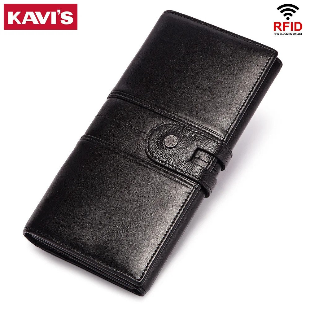 Long Womens Wallet Genuine Leather RFID Trifold Multi Credit Card Holder Slot with Cell Phone Pocket Ladies Money Bag 251225