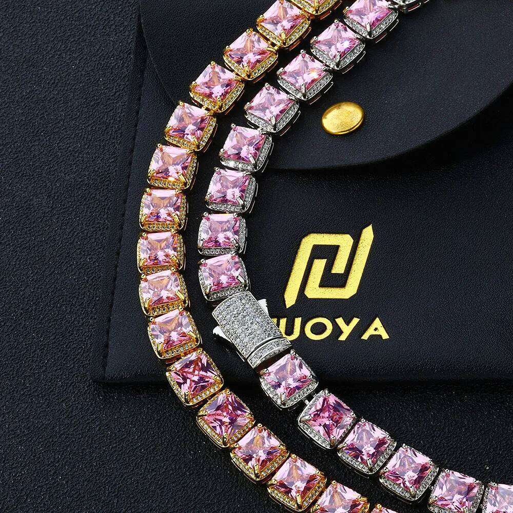 jewelry Fashion 10mm Pink Crystal for Women Micro Pave Bling CZ Stone Iced Out Cluster Tennis Chain Bracelet