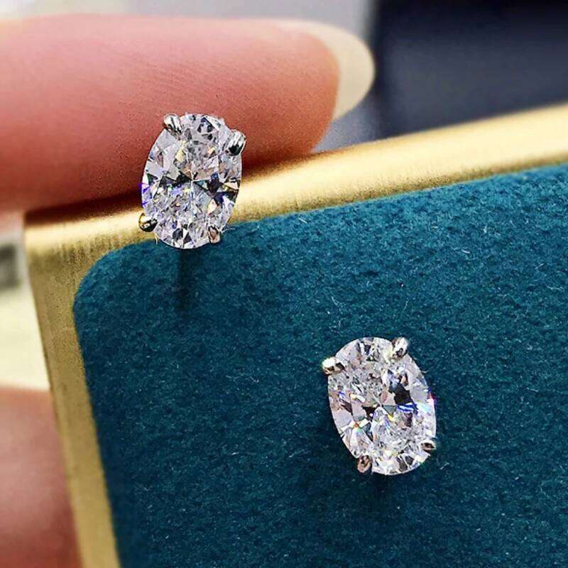 CAOSHI Simple Shiny Oval-shaped CZ Earrings for Female Graceful Lady Versatile Accessories Classical Elegance Women's Jewelry 25H1226