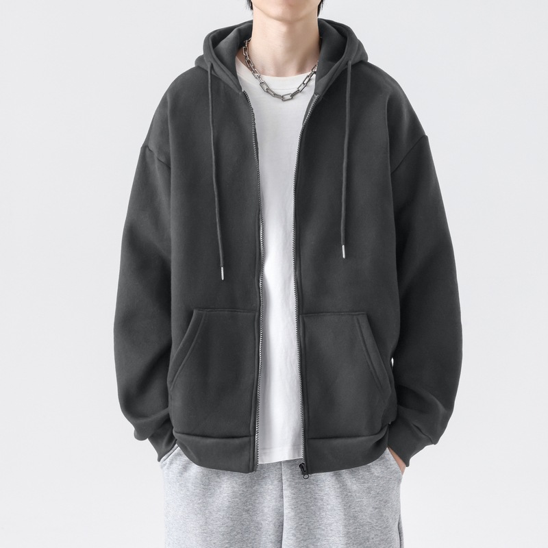 American Hoodie Jacket for Men, Fall Teenager Vintage Heavyweight Zip-Up Cardigan, Casual & Versatile Sweatshirt