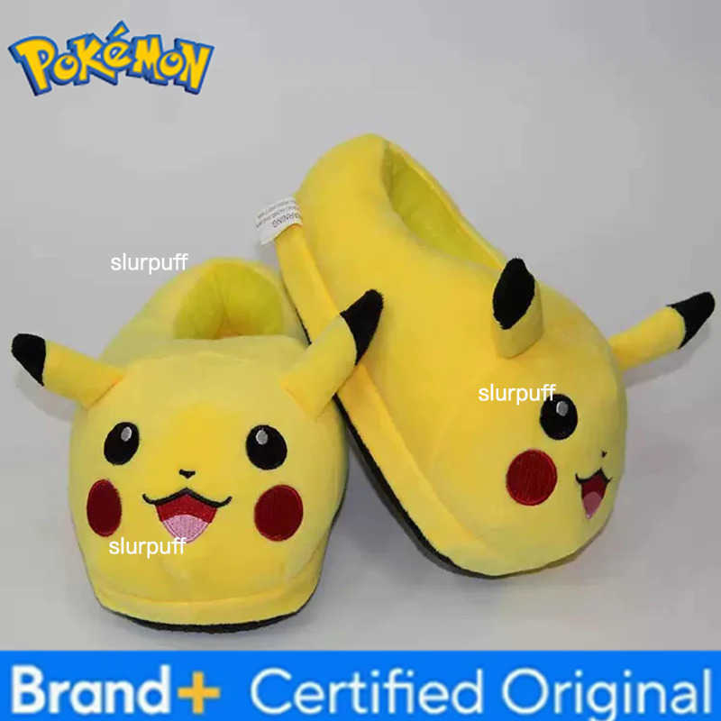 Pokemon Pikachu Cartoon Cosplay Pluch Slippers Winter Warm Cotton Slipper Kawaii Pikachu Snorlax Indoor Anime Shoes Christmas Gift W251226