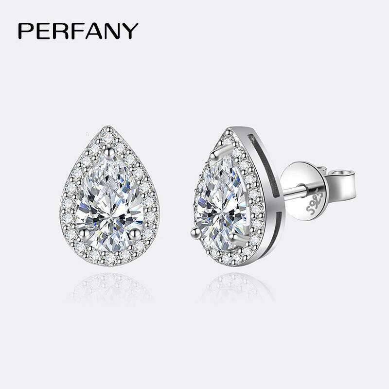PERFANY 1CT Moissanite for Women S925 Pure Silver Water Droplet Cutting Laboratory Diamond Earrings Luxury Jewelry 25H1226
