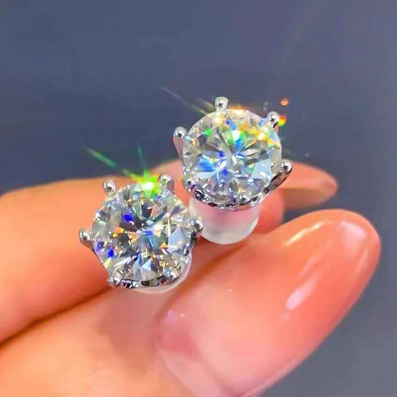 TEN CARATS 0.5ct-3ct D Color Certified Moissanite Stud Earrings Lab Created Diamond 925 Sterling Silver Wedding 25H1226