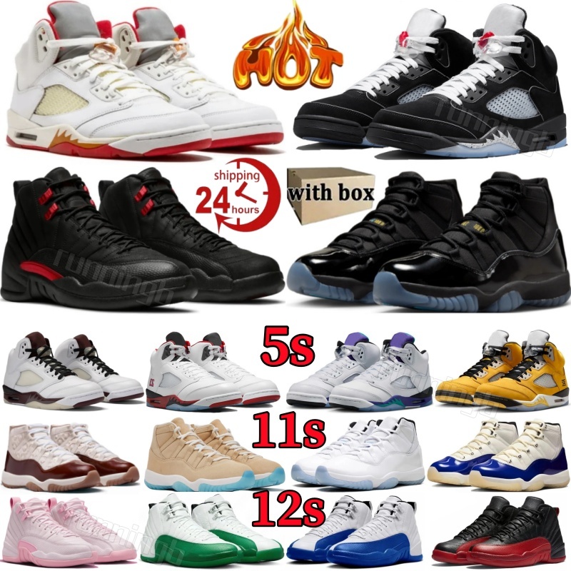 Designer Basketball Shoes 5s 11s 12s Black Metallic Reimagined Sunset Gamma Blue Rare Space Jam Legend Blue Pearl Pink Bloodline Cherry Men Women Trainers Sneakers