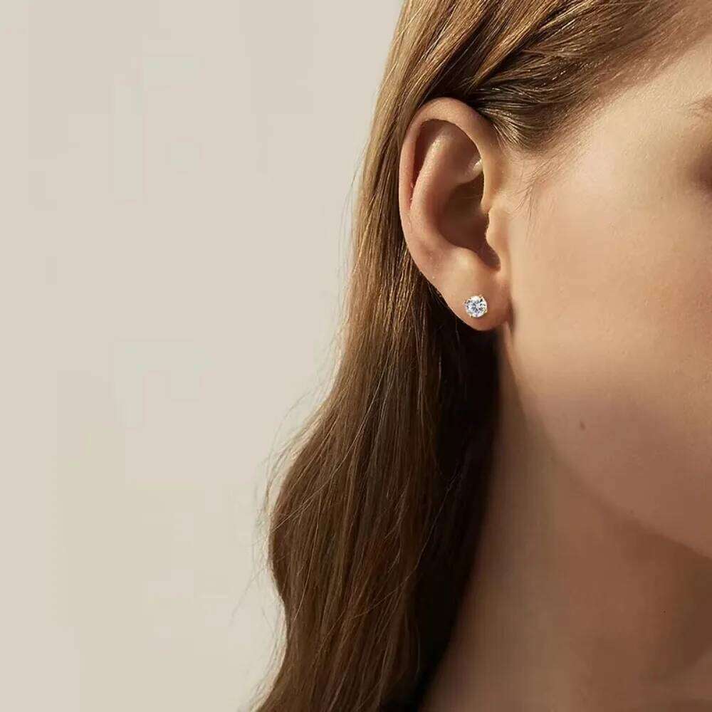 0.2-2ct Moissanite Stud Earrings for Women Man Party Wedding Sparkling 4 Claws Diamond Ear Studs 925 Sterling Silver Jewelry GRA 25H1226
