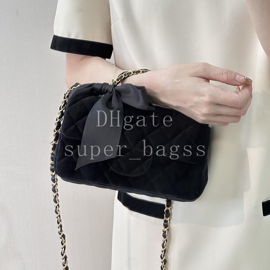 Mini flip bag Velvet Silk evening bag Luxury designer bag genuine leather chain bag mirror quality handbag 20CM shoulder bag with box CAS5875