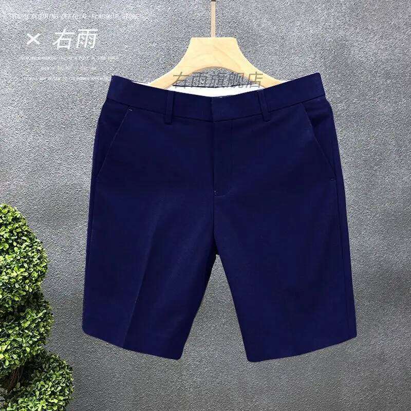 High-End Light Business Suit White Slim Straight Men's Summer Thin Casual Shorts