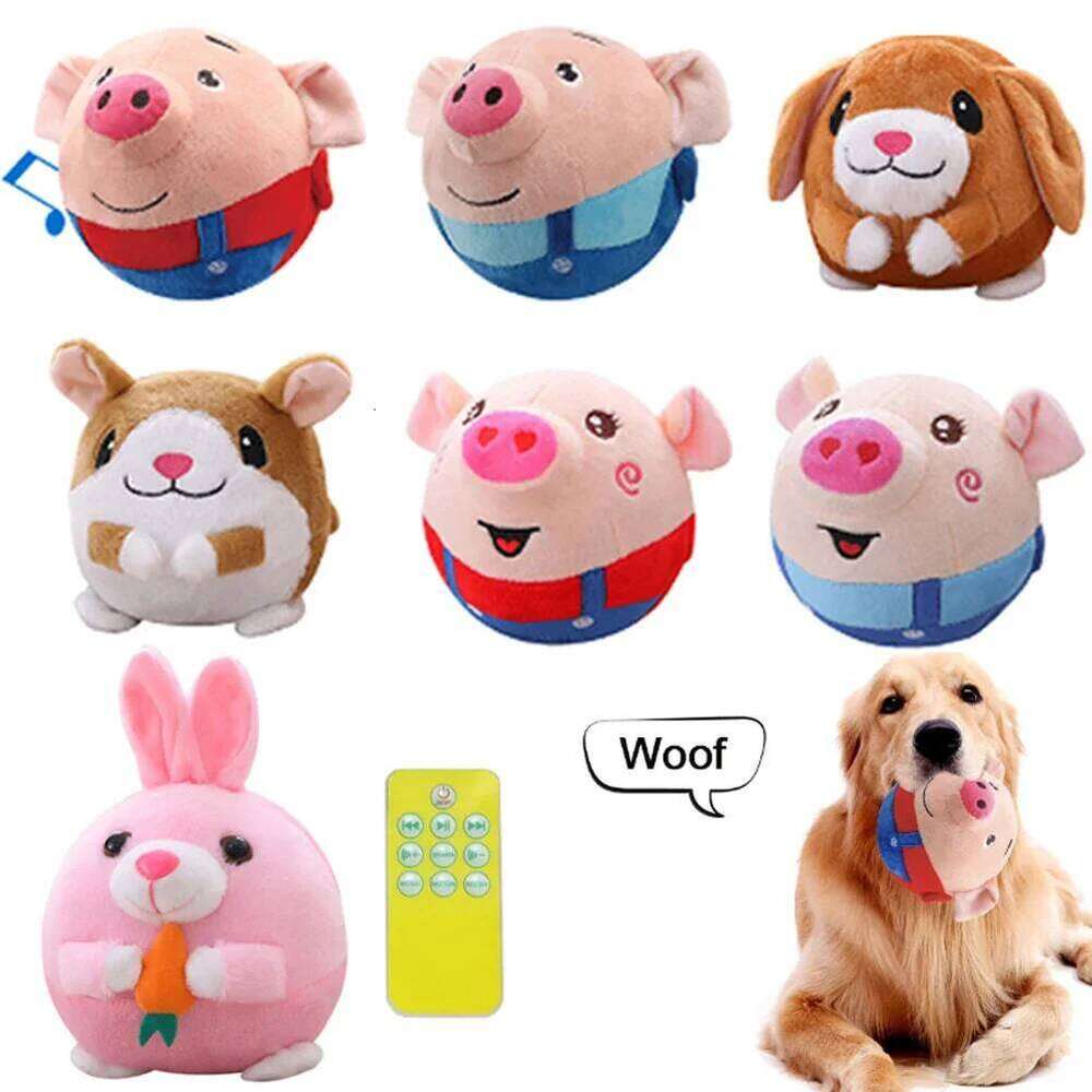 Electronic Pet Bouncing Jump Music Vibration Bite Puppy Ball Interactive Dog Chewing Moving Plush Doll Toy 25N1226