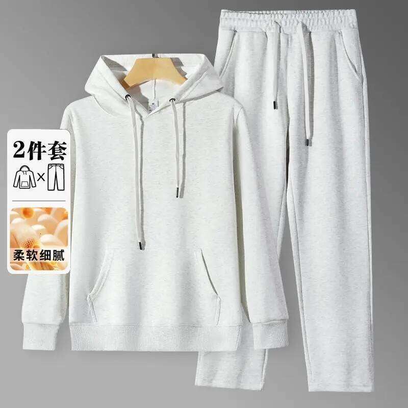 2026 Men's New Straight-Leg Trendy Hooded Sweatshirt And Sweatpants Loose Fit Versatile Casual Autumn Sports Suit