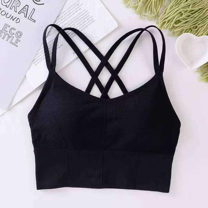 Sexy Women Tops Back Cross Strap Tank Top Push Up Running Sports Breathable Soft Fitness Beauty Solid Color Yoga Bra 25T1226
