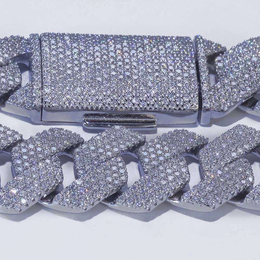 Hip Hop 15MM 4 Rows Jewelry 925 Silver Moissanite Chain Pass Diamond Test Prong VVS Cuban Bracelet