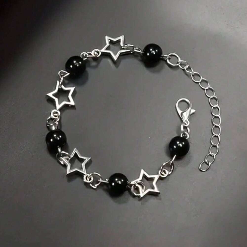 2-Piece Y2K Pearl Star Set, Suitable as a Men's Holiday Gift or Daily Wear Bracelet 25T1226