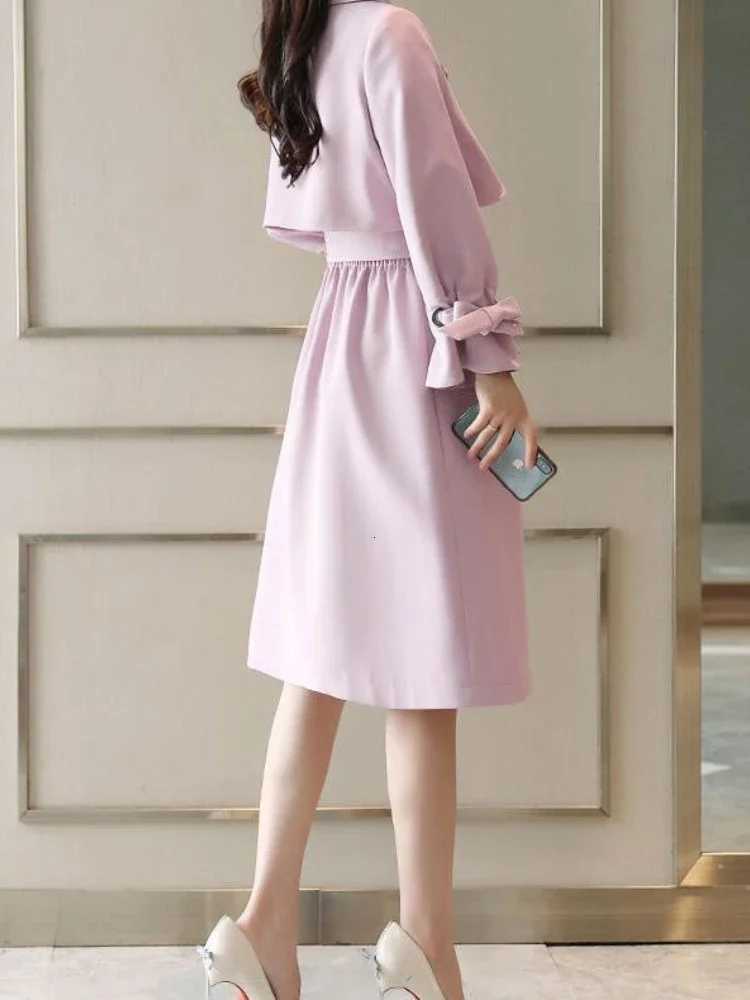 Windbreaker Womens Mid Length Version 2024 Spring Autumn Clothes New Trend College Wind Thin Coat Clothes Trenchcoat S-XXXLT251226