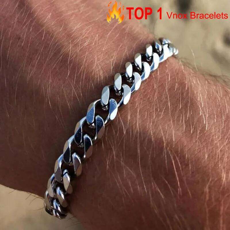 Vnox 3-11mm Chunky Miami Curb Bracelet for Men, Stainless Steel Cuban Link Chain Wristband Classic Punk Heavy Male Jewelry 25T1226
