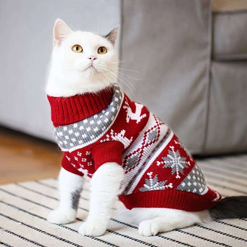 Christmas Style Dog Sweater New Year Costume Cat Cute Knitted Wool Puppy Clothes Warm Soft Winter Apparel For Medium Pet 25T1226