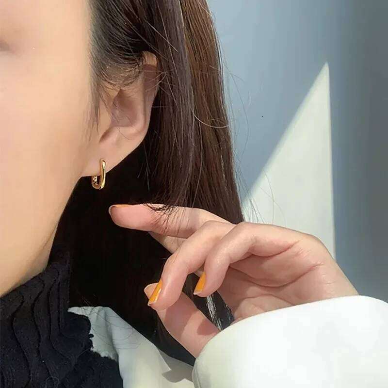 LATS Fashion France Style Hoop Earrings Silver Color Vintage Handmade U-Shape Circle Trend Jewelry Gifts Accessories 25H1226