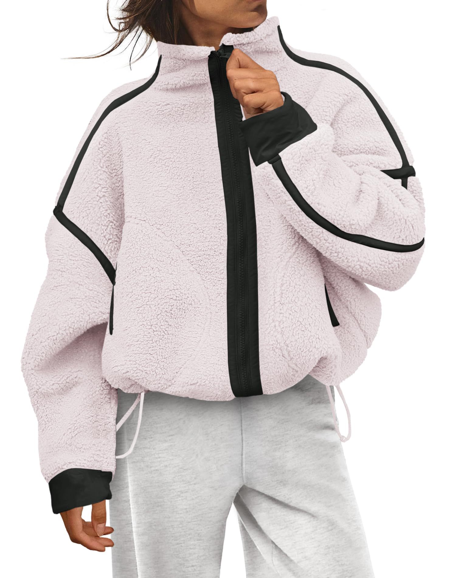 Autumn and winter women's zipper sweatshirts for daily wear, long-sleeved stand-up collar pullovers, and casual color-blocked tops