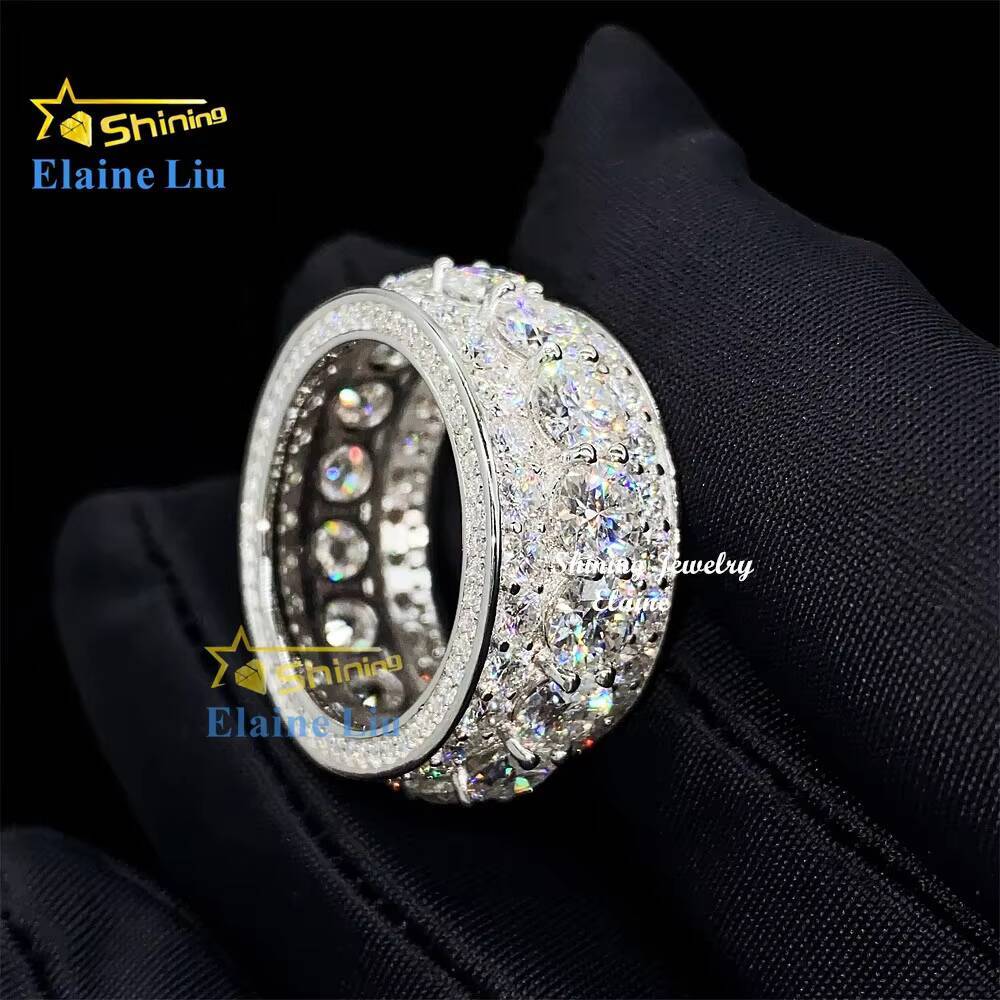 Hip Hop Jewelry 925 Sterling Silver Custom Luxury Moissanite Mens Rings