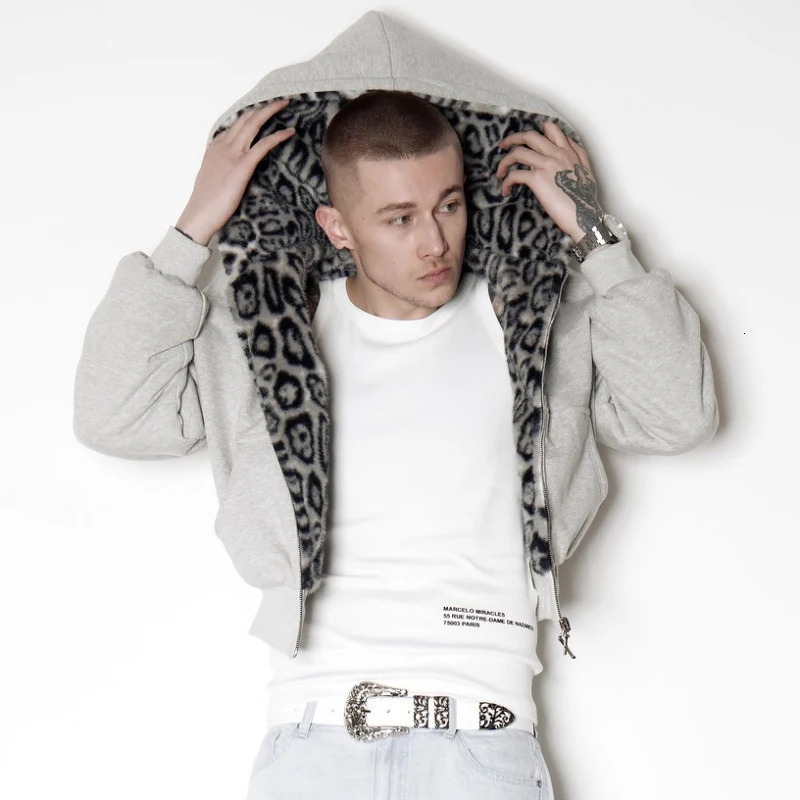 Two-sided Clothing Harajuku Retro Leopard Print Fashionable Loose Zipper Hoodie Men Street Hip-hop Casual Sweatshirt Women 251222