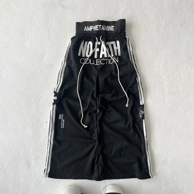 Y2K Loose Hip Hop Pants Letter Printing Side Stripes Casual Drawstring Sweatpants Trend Men Women Comfortable Fashion Streetwear 251226