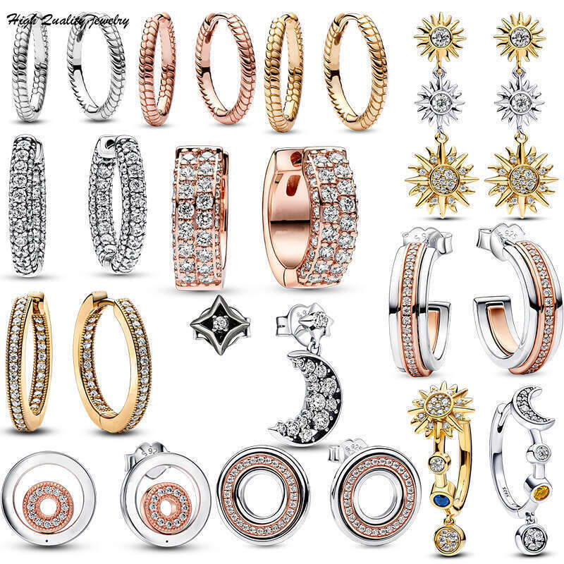 S925 925 Sterling Silver Stud Earrings Sparkling Timeless Pave Triple Sun Drop Hoop Earrings For Women Making Wedding Party Jewelry Designer Earring wholesale