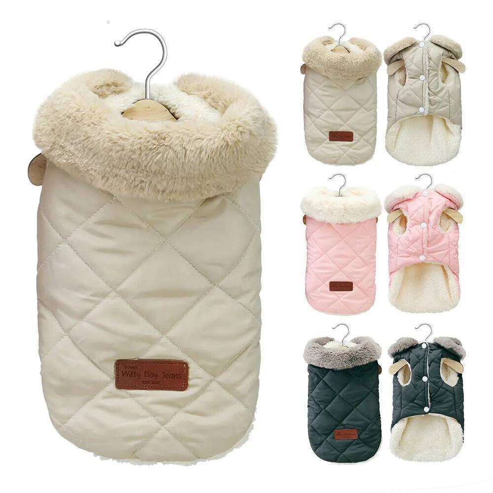 Warm Chihuahua Cat Winter Fur Collar Dogs Puppy Coat Thick Cotton Pet Jacket Outfits Clothes for Small Dog Pug 25T1226