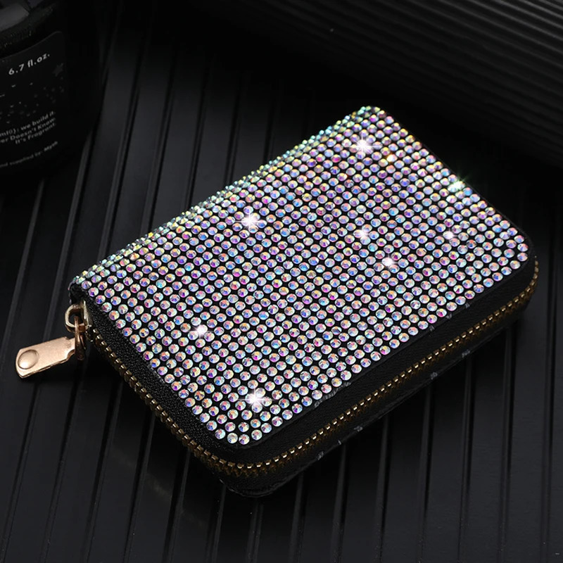 Women Card Storage Bag Stylish Coin Purse Rhinestone Small Wallet for Women Zipper Change Card Holder Wallets 251225