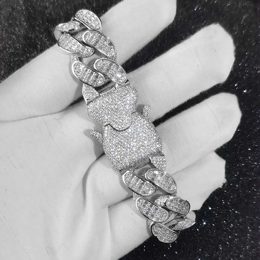 New Arrival Men Hip Hop Jewelry 18MM Special Clasp Solid Silver 925 Custom VVS Moissanite Diamond Cuban Link Necklace