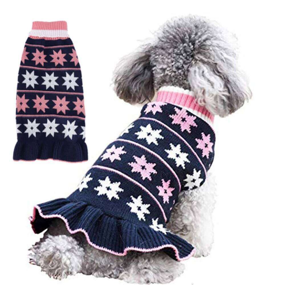 XS/S/M/L Warm Pet Dog Dresses for Small Dogs Puppy Sweater Cat Dress Shih Tzu Dachshund Clothes Pets Knitwear Clothing Skirt 25T1226