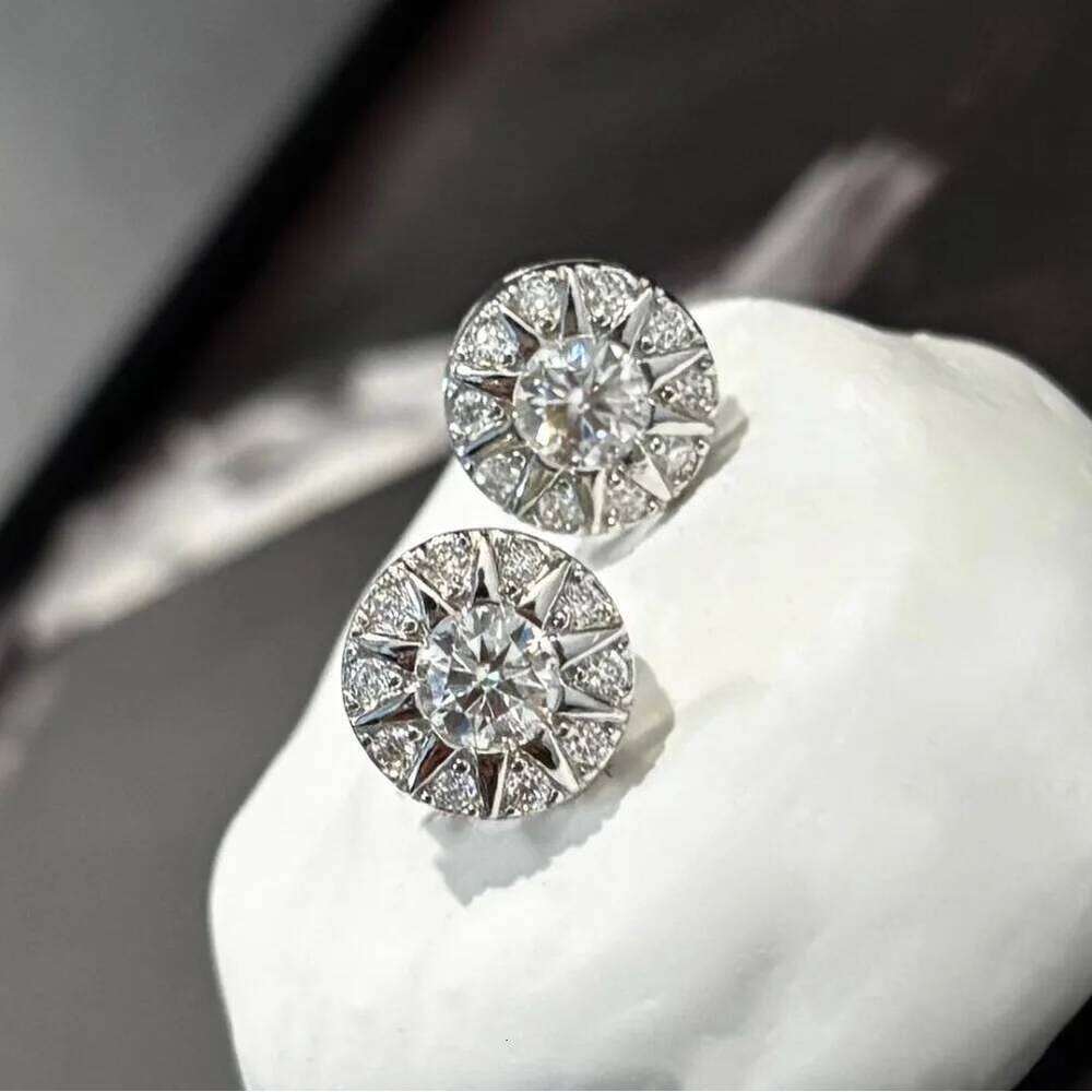 FEOBUR 10mm D Color Moissanite Cluster Stud Earrings for Women 925 Sterling Silver Diamond Ear Studs Man Hiphop Jewelry Gift 25H1226