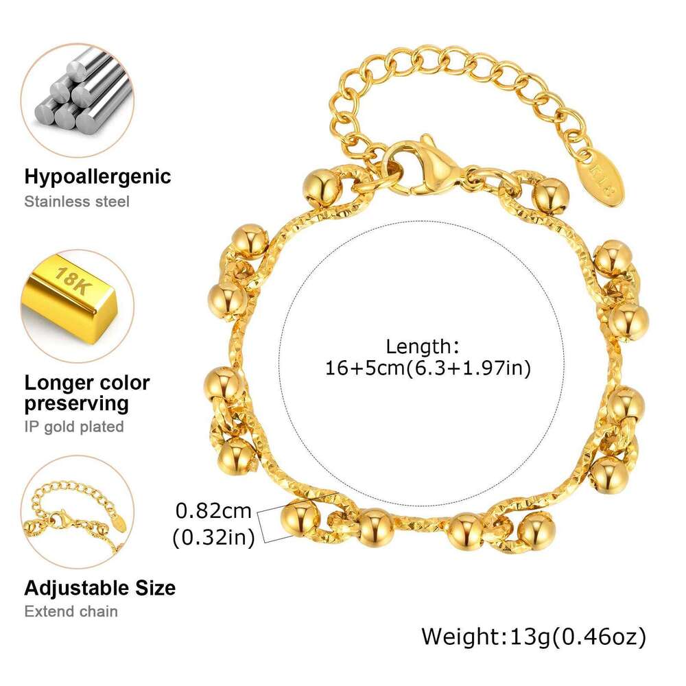 Minimalist Geometric Stainless Steel Bracelets 18K Gold Plated Thick Chunky Chain Bracelet for Women Waterproof Luxury Jewelry 25T1226