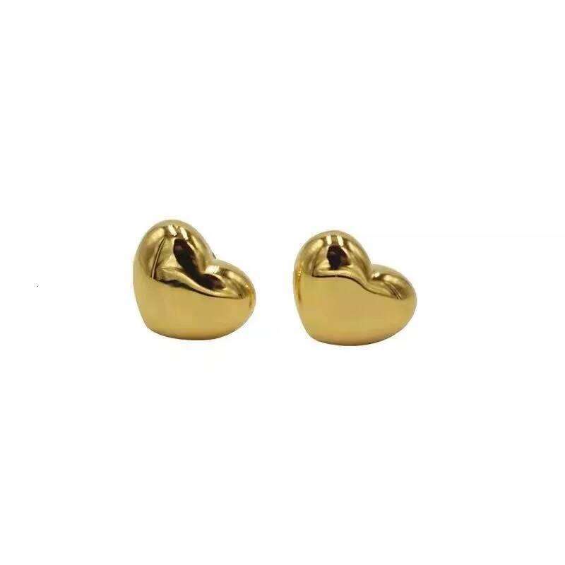 Small Cute Heart Stainless Steel Stud Earrings Golden Jewelry Accessory for Women Girls Gift 25H1226