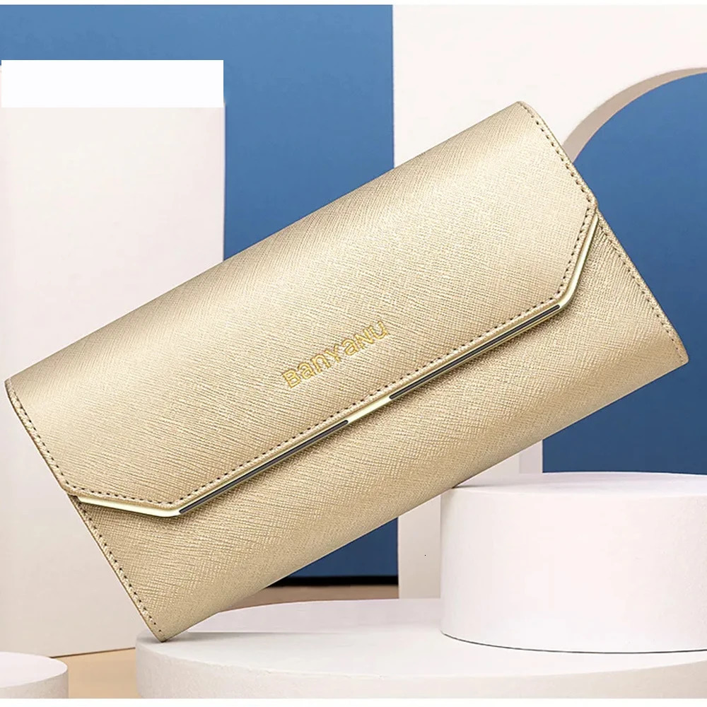 Genuine Leather Wallet RFID Long Clutch Purse for Women Multi Card Holder Triple Fold Skin Phone Money Clip Fashion Ladies 251225