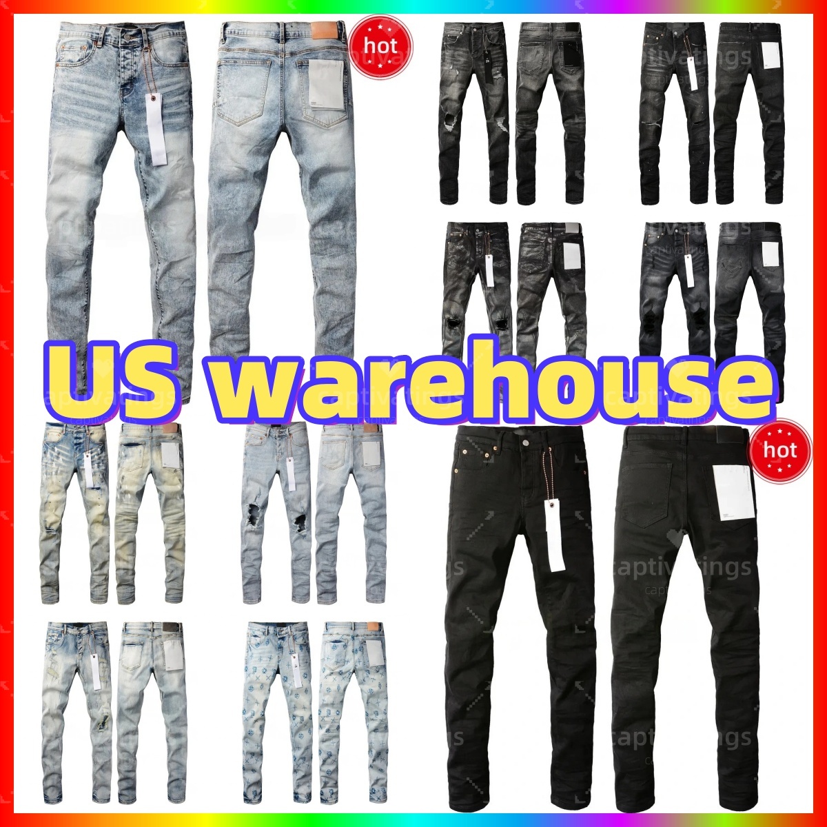Designer Jean purpllejeans For Mens jeans letters Designer Pants Denim Trousers Mens brands jeans High Quality Straight Retro Ripped Biker Jean black pants jeans