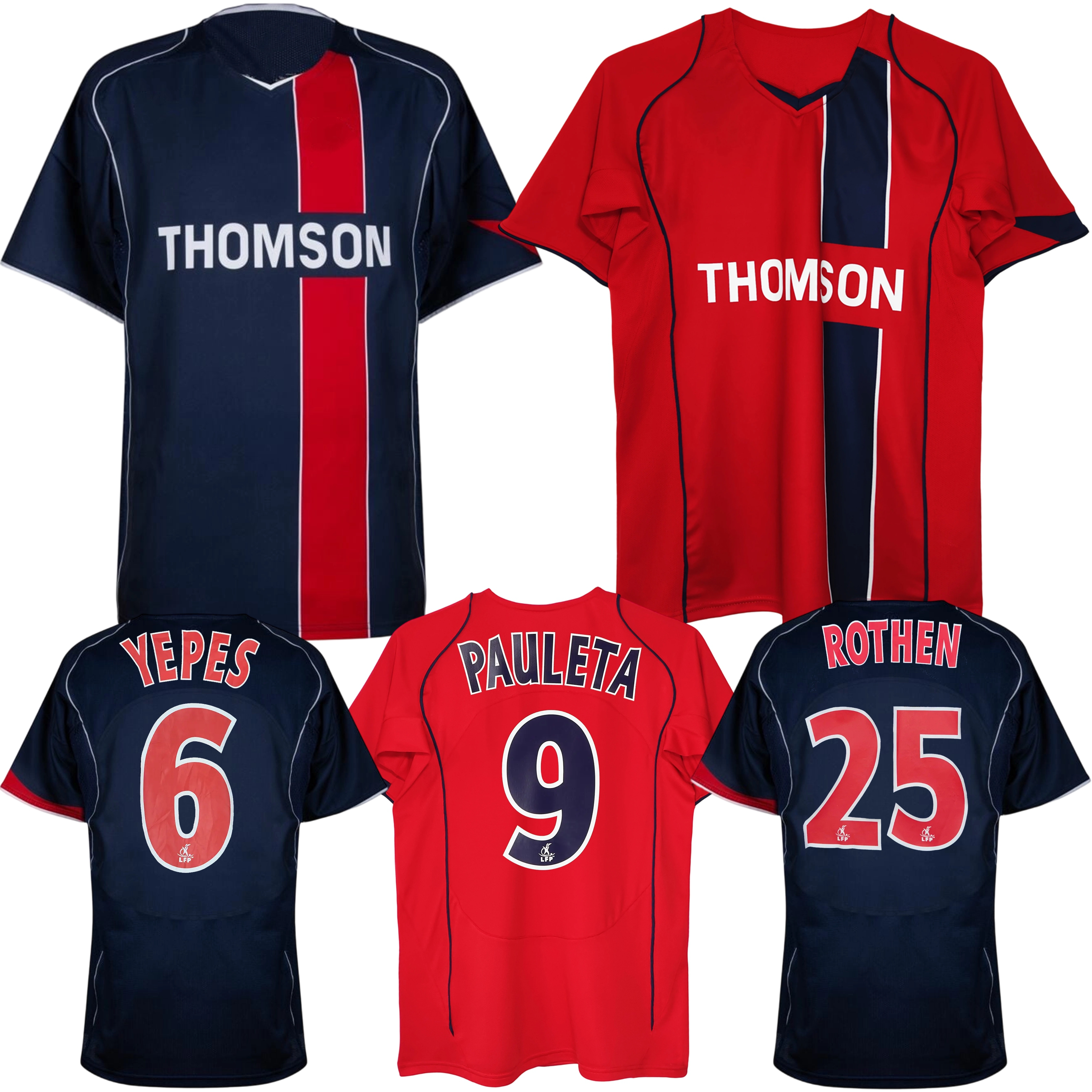 2004 2005 Paris retro soccer jerseys 04 05 Pauleta Boskovic Rothen Yepes vintage classic heritage home away football shirt