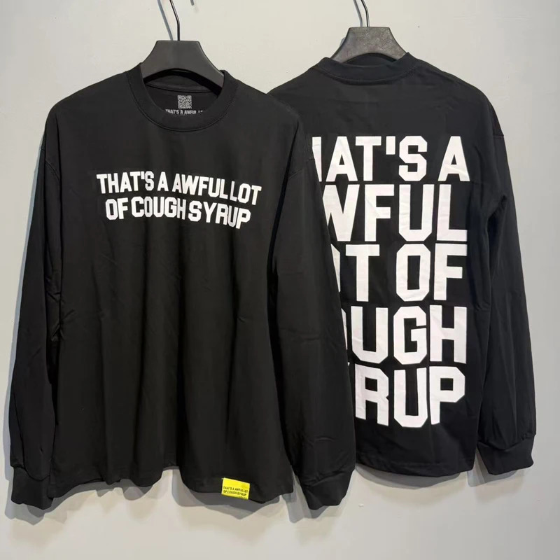 American Trend THATS A AWFUL LOT OF COUGH SYRUP Long-sleeved T-shirt High Street Casual Trend Angel -printed T-shirts 251225