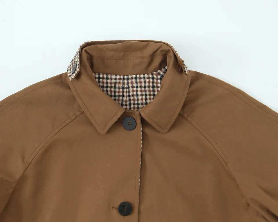 KONDALA Urban Vintage Trench Coat Womens Fall Winter Brown Reversible Wear Long Coat 2025 Fashion Elegant Commute Ladies CoatT251226